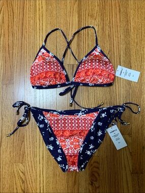 Sunshine 79 Swimsuit - reversible red white and blue USA flag flower bikini set